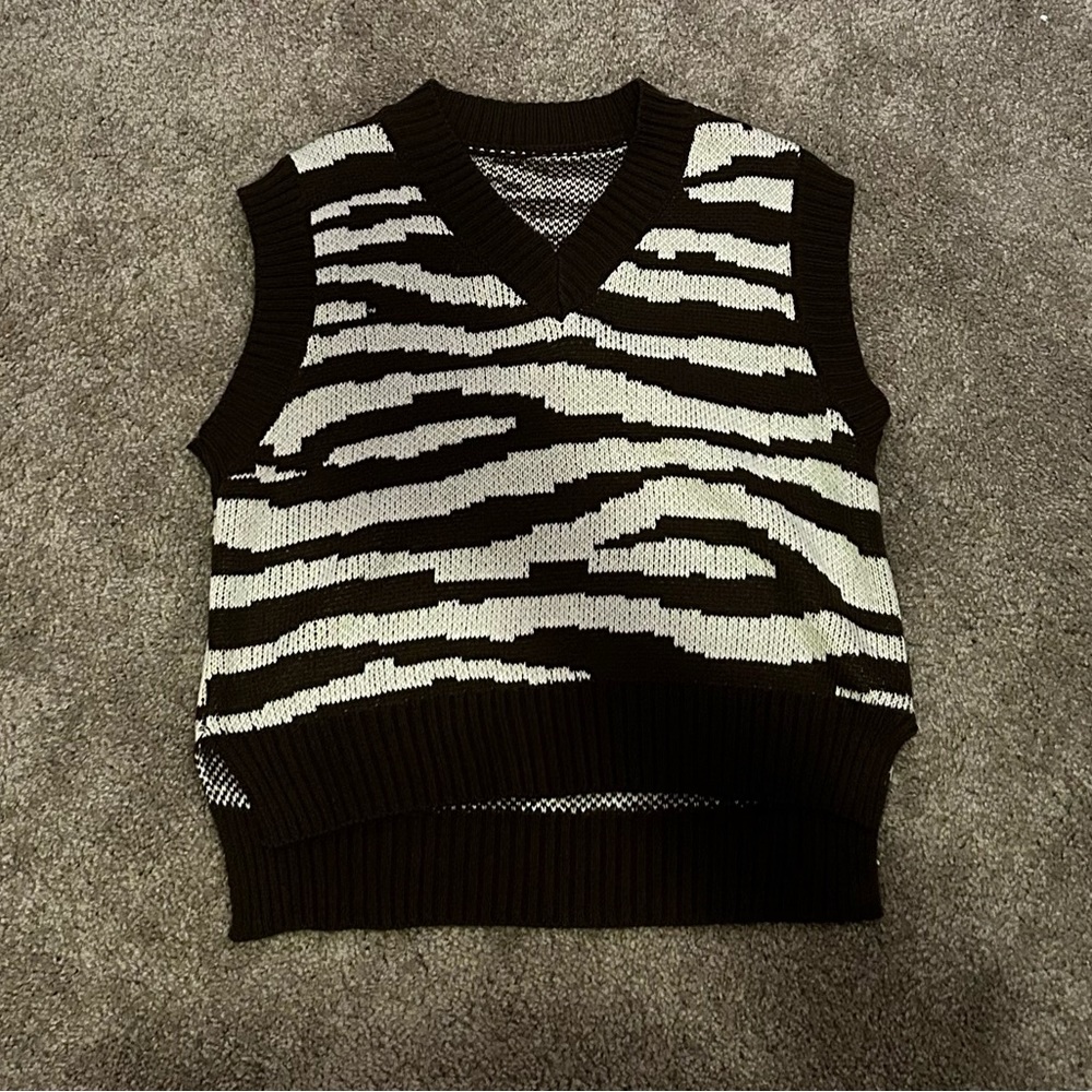 Brown and white sweater vest